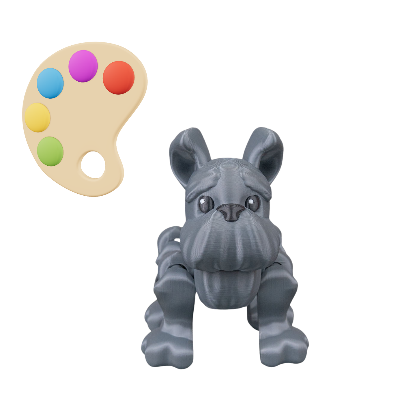 Articulated 3D Printed Puppy Dog – Flexible Desk Toy – 8 cm – Random Color