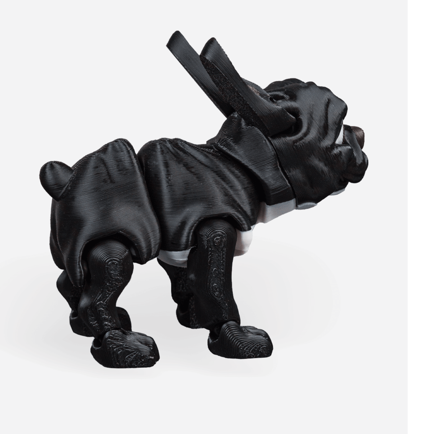 3D Printed Bulldog Figurine Black & White – Handmade Dog Decor 4 Inch