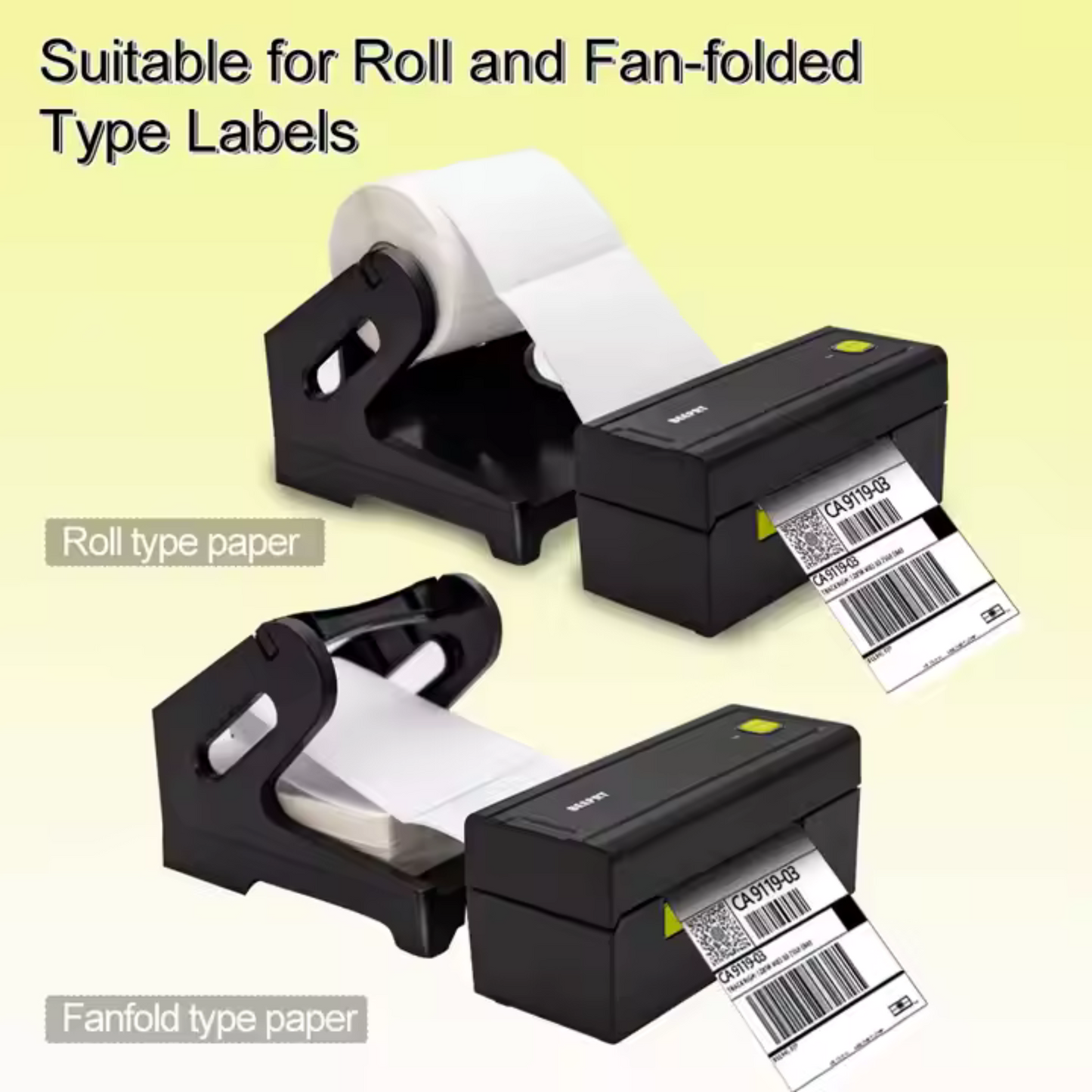 Universal Label Holder – Available in Black & White, Compatible with Roll & Fan-Fold Labels