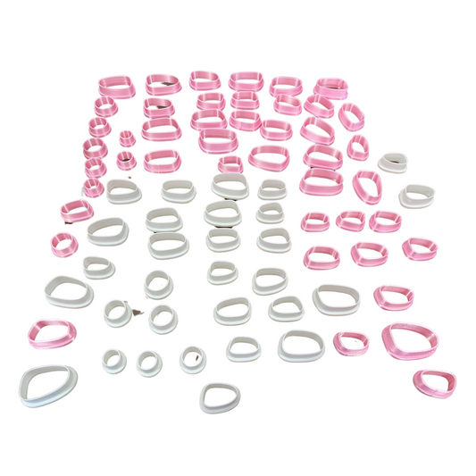 Pebble Drop Clay Cutter – 80 Piece Polymer Clay Cutter Set – Organic Shape Cutters – Pink & White – Jewelry & DIY Tools