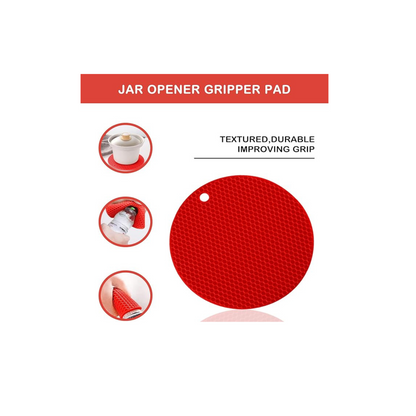 Jar Opener for Weak Hands, Easy Twist Jar Opener For Seniors with Arthritis, 5 in 1 Multi Function Bottle Opener Lid Opener For Arthritic Hands with Non Slip Rubber Jar Gripper Pad(3-piece set, Red)