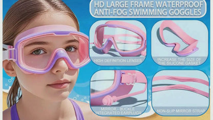 Swimming Goggles – Purple with Pink Frame – Anti-Fog & UV Protection