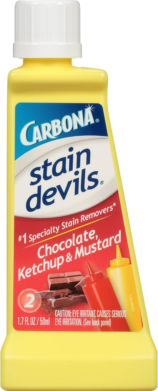 Carbona Stain Devils® #2 - Ketchup, Mustard & Chocolate | Professional Strength Laundry Stain Remover | Multi-Fabric Cleaner | Safe On Skin & Washable Fabrics | 1.7 Fl Oz, 1 Pack