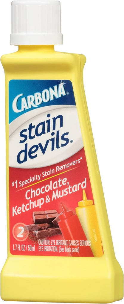 Carbona Stain Devils® #2 - Ketchup, Mustard & Chocolate | Professional Strength Laundry Stain Remover | Multi-Fabric Cleaner | Safe On Skin & Washable Fabrics | 1.7 Fl Oz, 1 Pack
