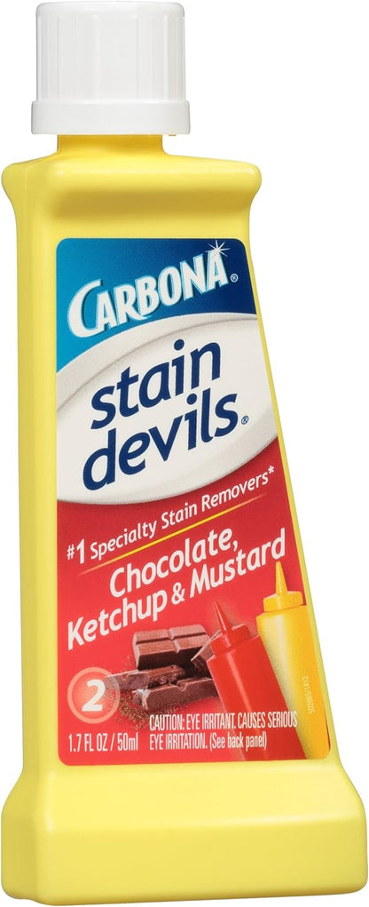 Carbona Stain Devils® #2 - Ketchup, Mustard & Chocolate | Professional Strength Laundry Stain Remover | Multi-Fabric Cleaner | Safe On Skin & Washable Fabrics | 1.7 Fl Oz, 1 Pack